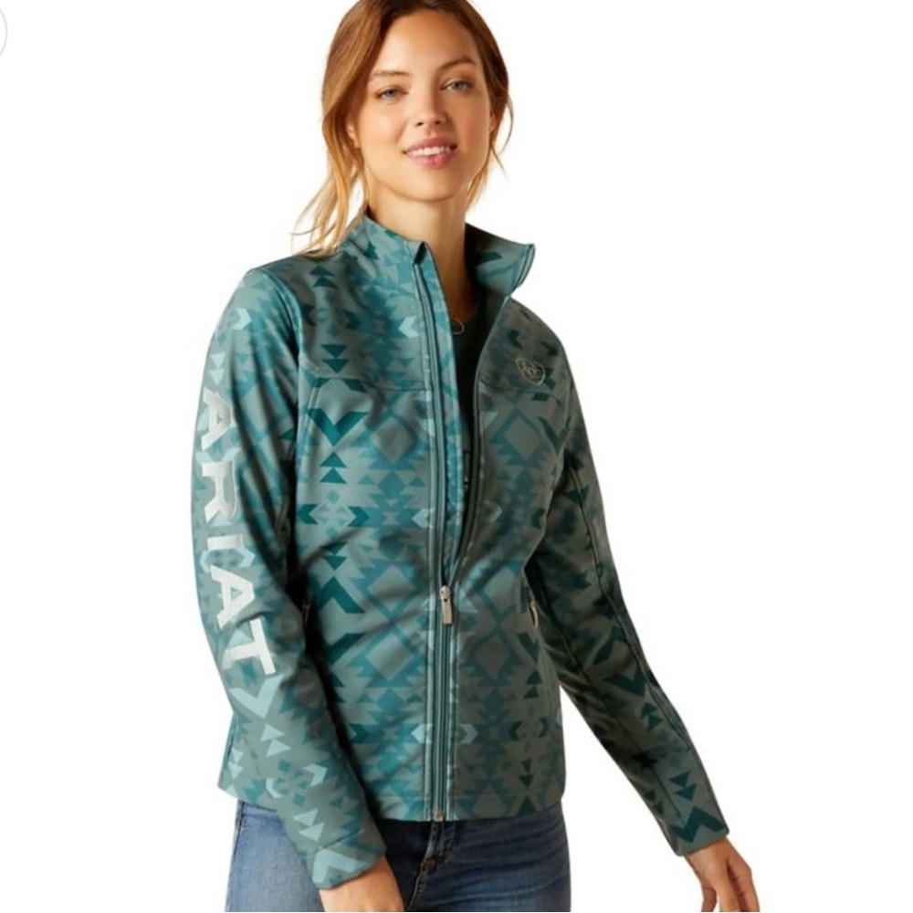NWT Ariat New Team Print Softshell Jacket | Pinewood | Size XS